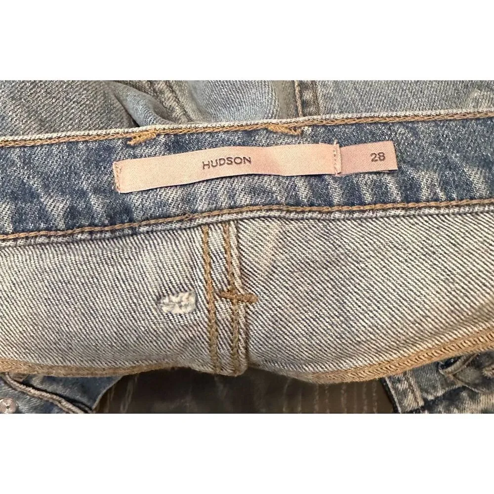 Hudson Faye Hrm Women's Wide-Leg Distressed Jeans Medium Blue Size M - Image 11