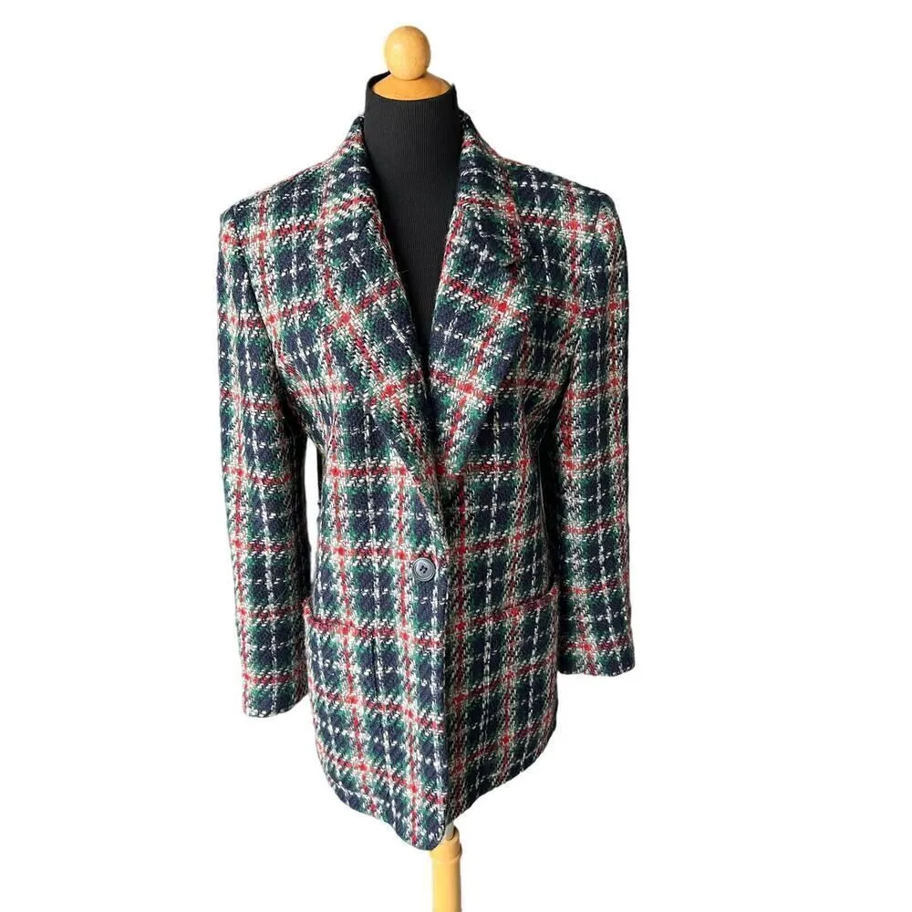 LIZ CLAIBORNE Blazer Jacket Womens Vintage Wool Plaid Academia Old Money Size 6 - Image 4