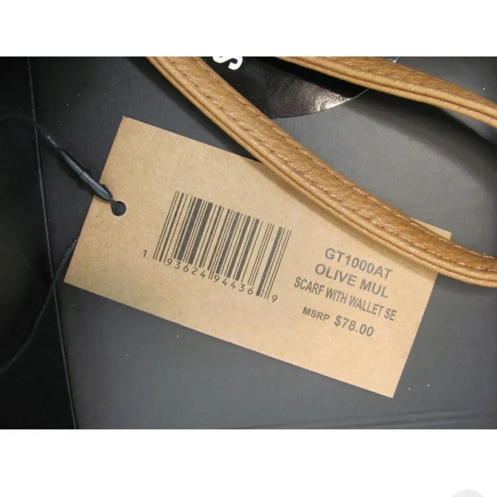 STEVE MADDEN Light Brown Wallet Wristlet and Olive Green Scarf New in Box - Image 5