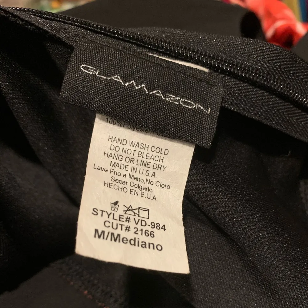 Red Flower Print Floor Length Dress Black Size M - Image 15