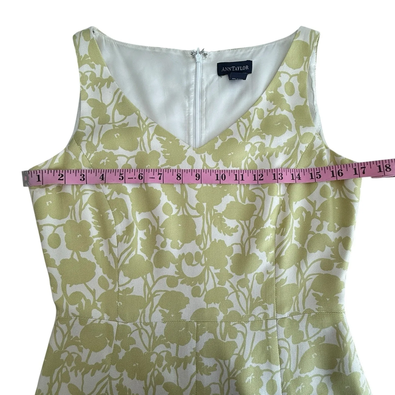 Ann Taylor Yellow White Floral 100% Silk Dress Size 4 Sundress‎ Bridal Work - Image 4