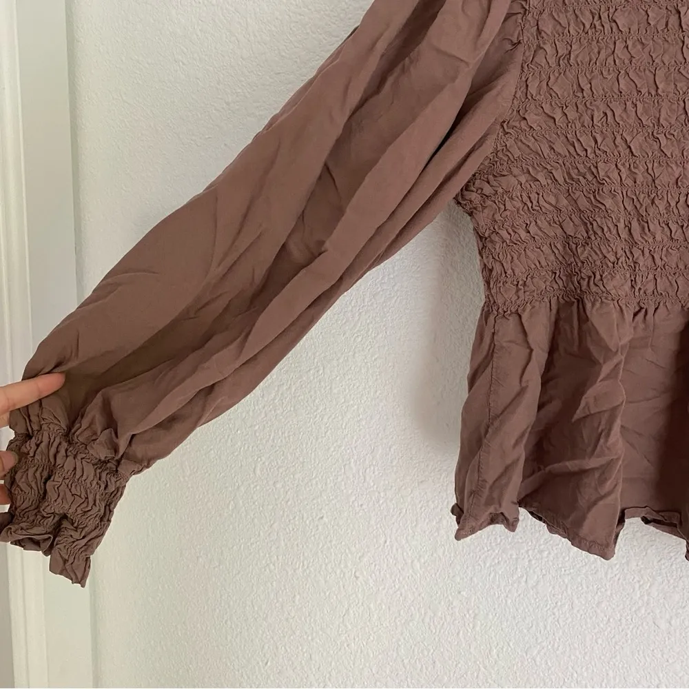 mauve dusty rose long sleeve ruched peplum blouse size XXL - Image 3