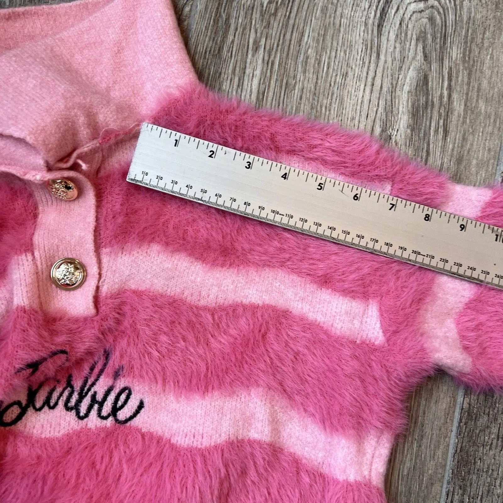 Barbie Pink Collar Crop Top preppy coquette soft fur chic stretch sweatshirt #50 Size undefined - Image 9