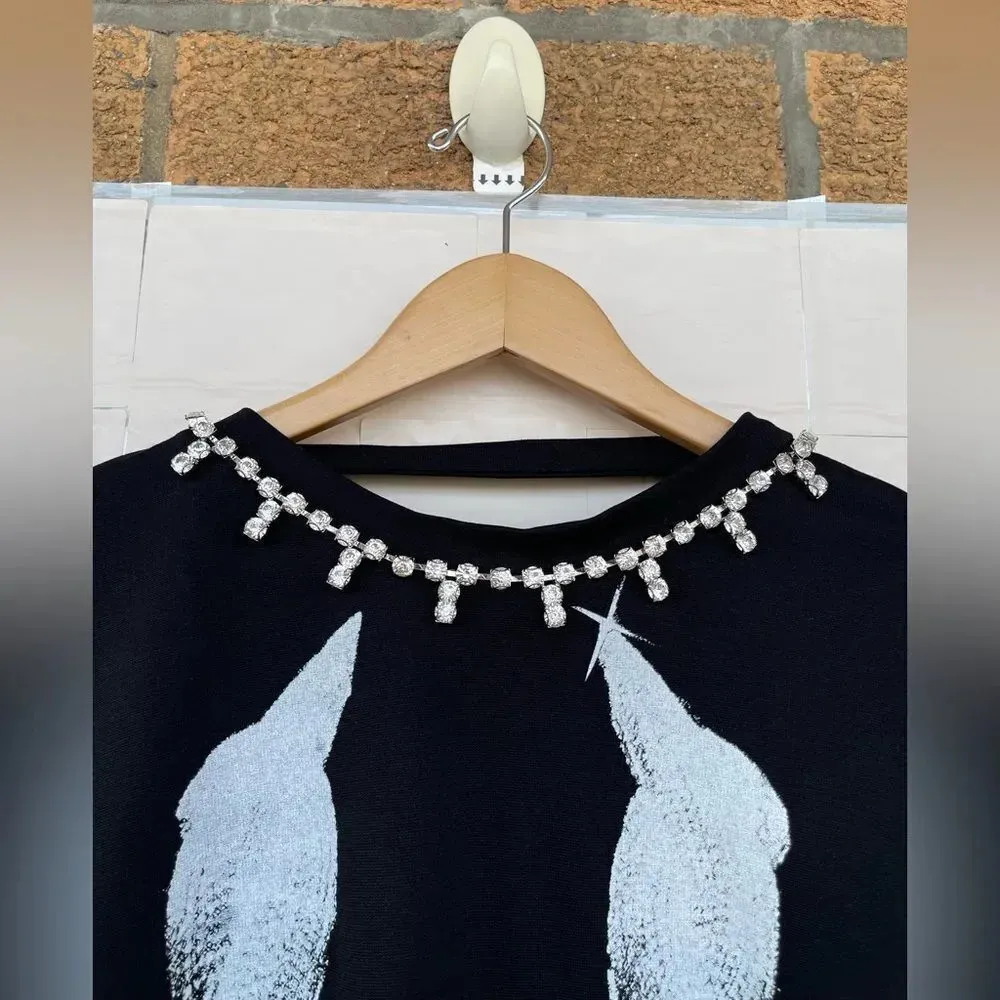 Area Black Screenprint Embellished Maxi Dress XL - Image 5