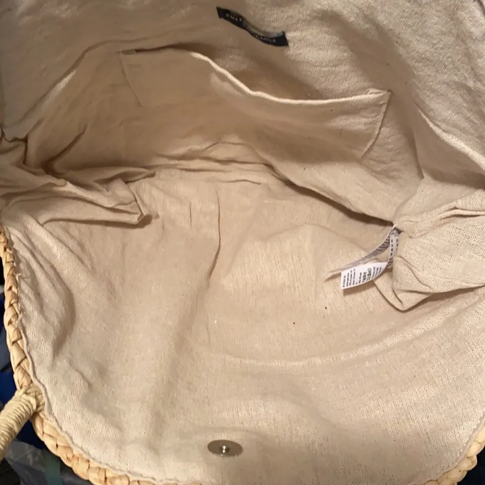 American Eagle yellow tan straw circle sun tote bag - Image 8