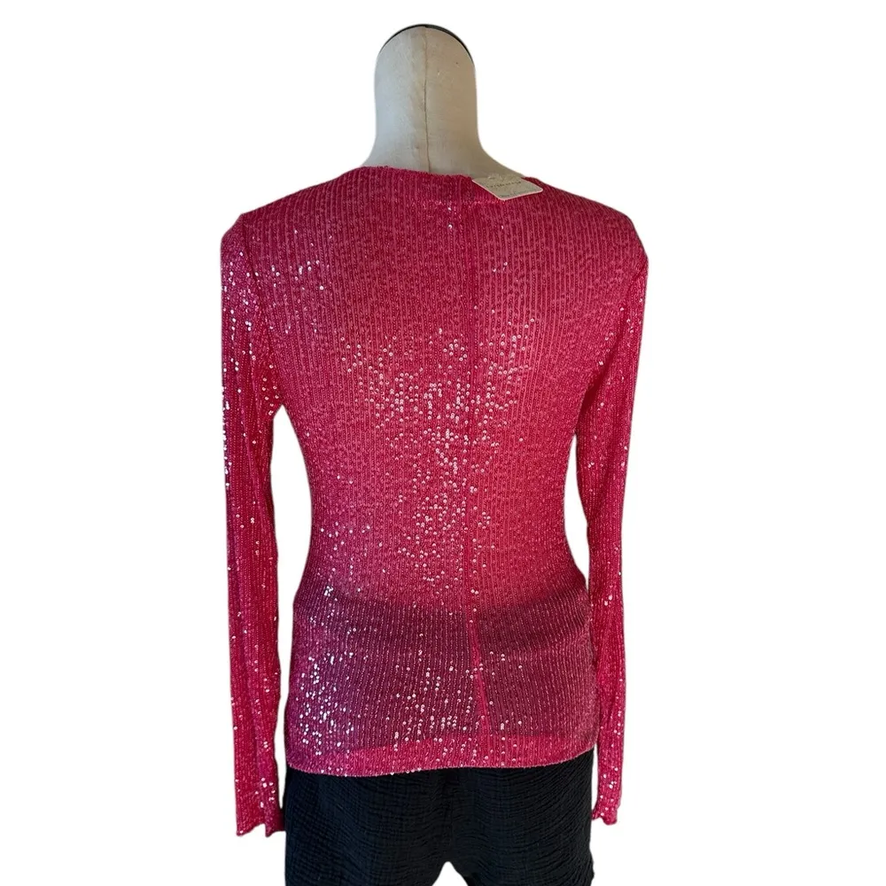 NWT Free People x Intimately FP Gold Rush Long Sleeve In Hot Pink Combo - Image 7