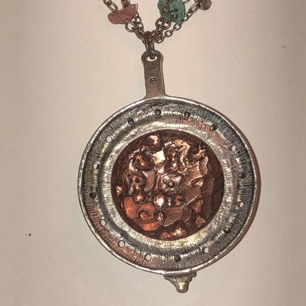 Bohemian Multicolor Aged Metal Semi Precious Stones Beaded Boho Pendant Necklace Brown - Image 9