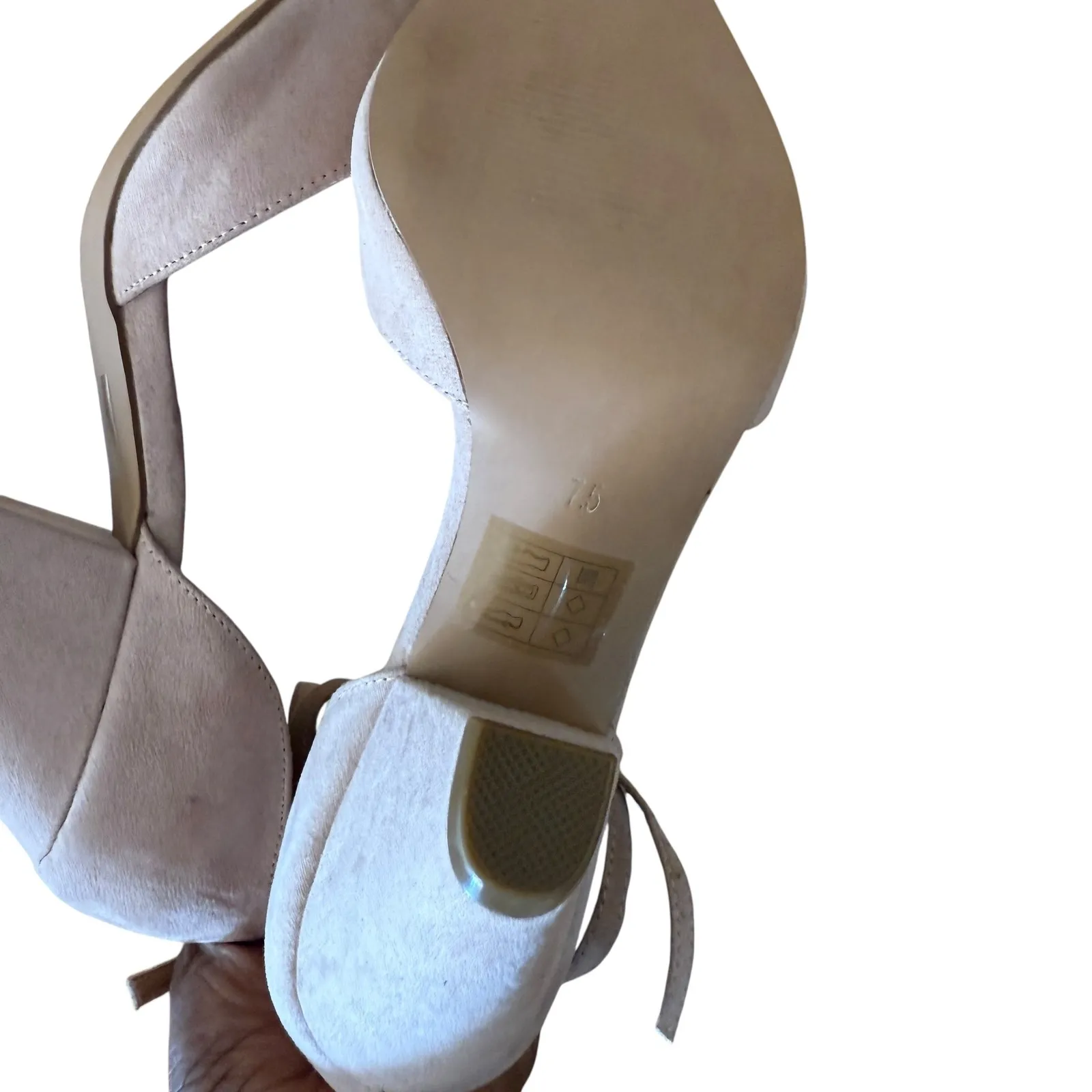 ASOS Design Beige Faux Suede Pointed Ankle Strap Block Heels Women's Size 7.5 Tan - Image 3