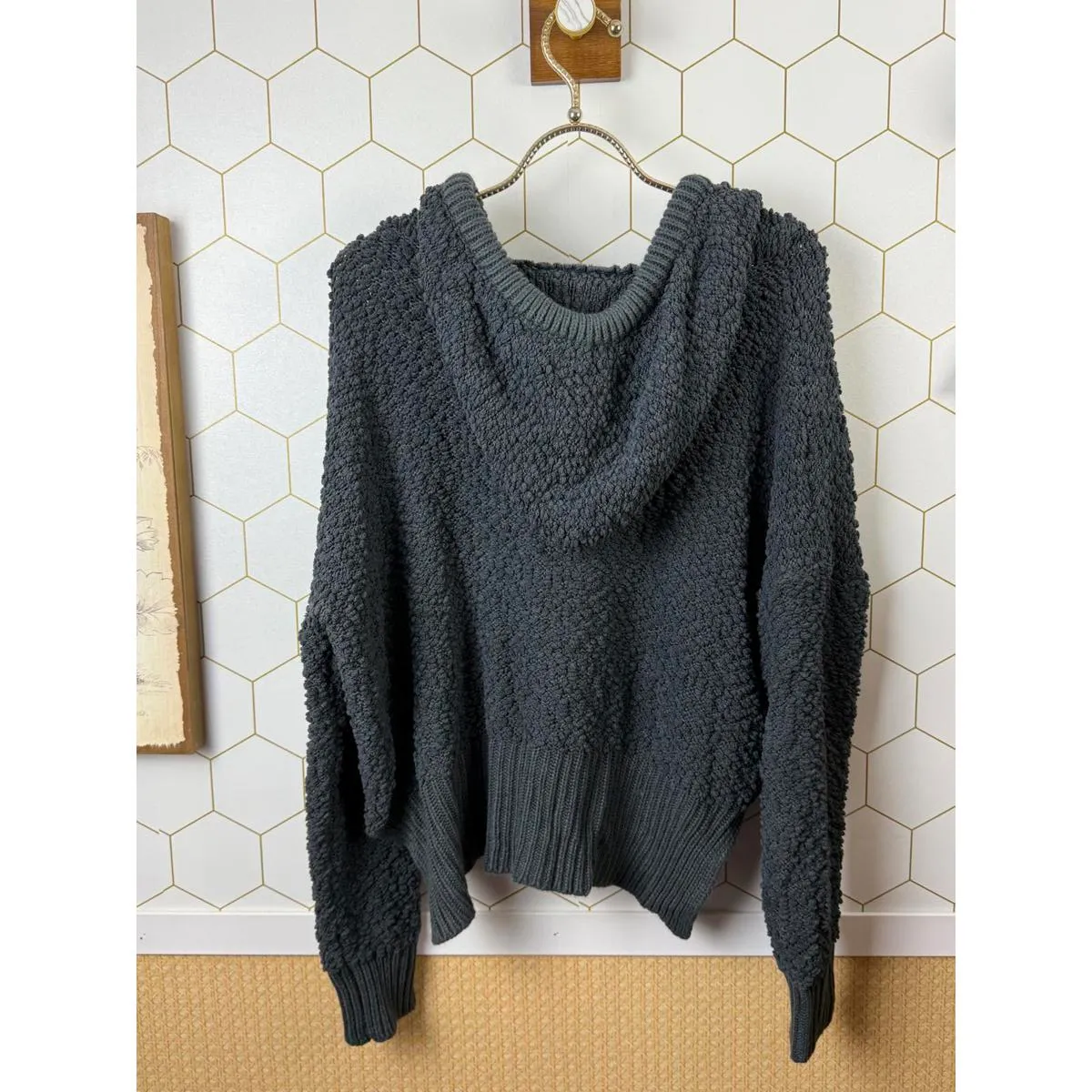 POL Dark Gray Hooded Popcorn Pullover Sweater - Size - Small - Image 3