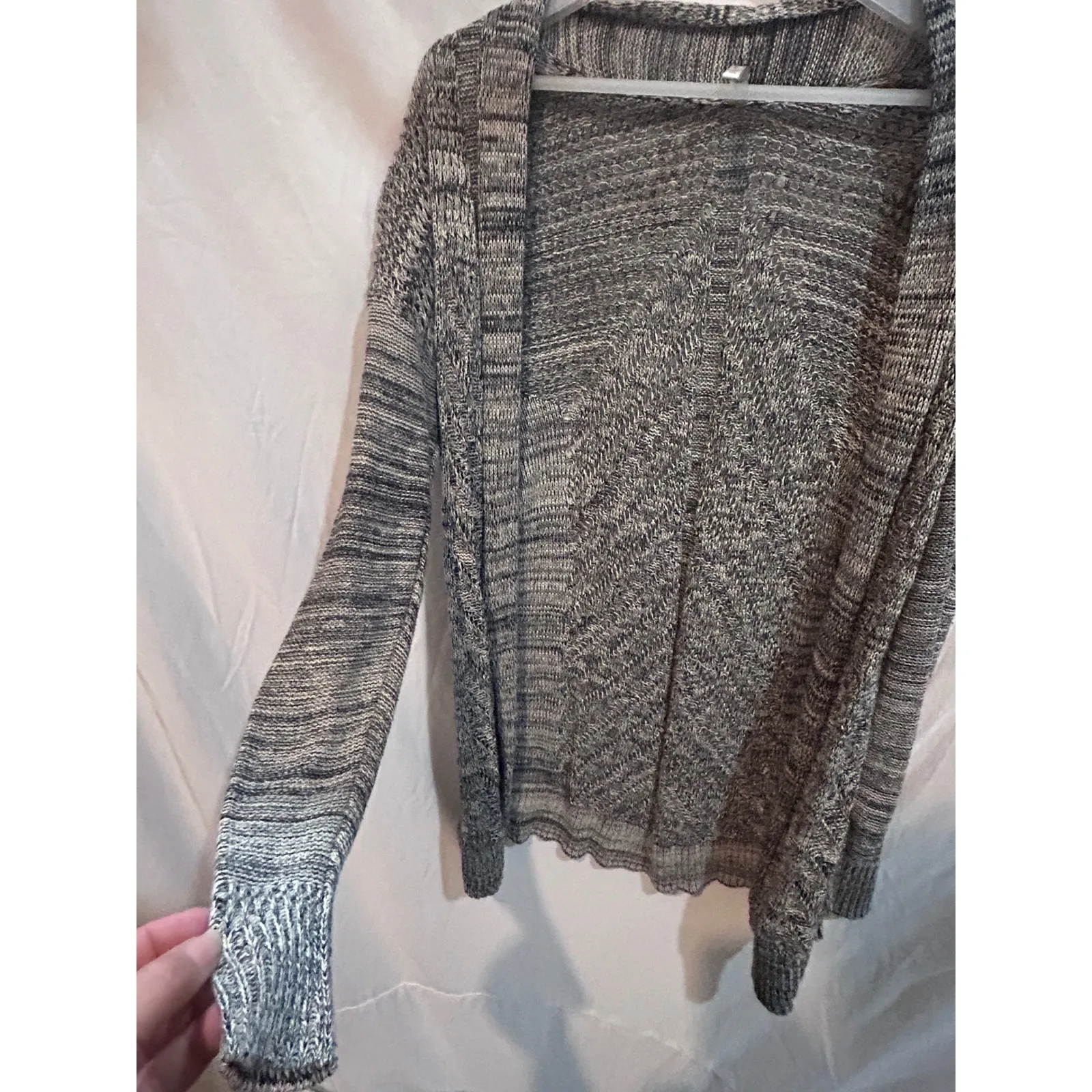 Lucca Studio Open Front Knit Cardigan Sweater Marled Gray Size M Size M - Image 3