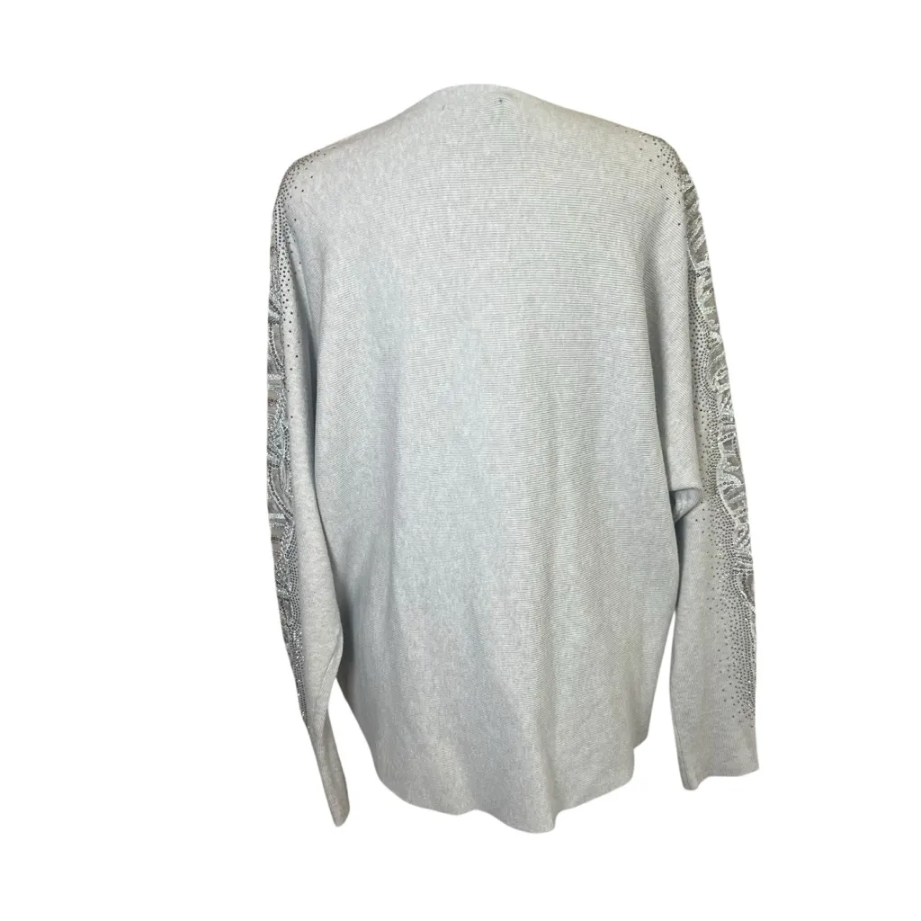 LIV MILANO Rhinestone Embellished Long Sleeve Sweater Top Dolman V - Image 8