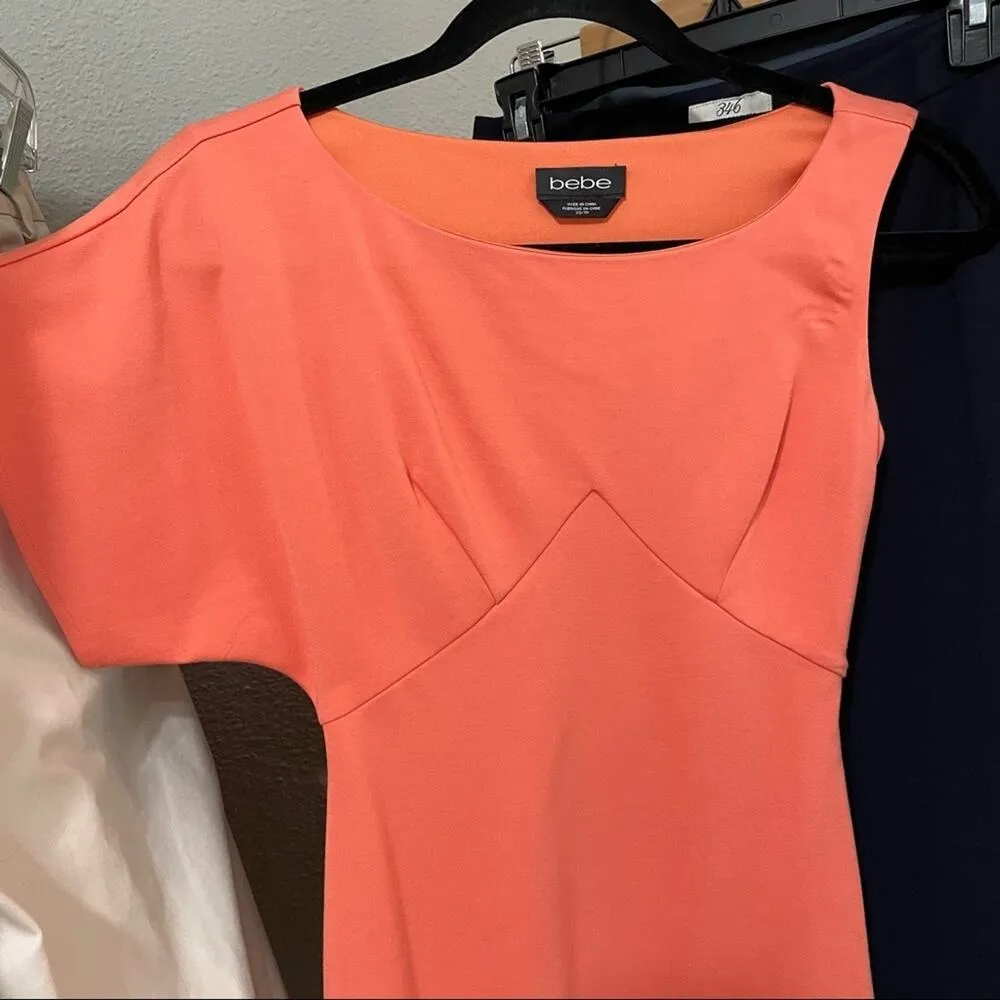 Bebe Orange One Shoulder Baddie Bodycon Mini Dress XS Y2K Asymmetrical Party - Image 6