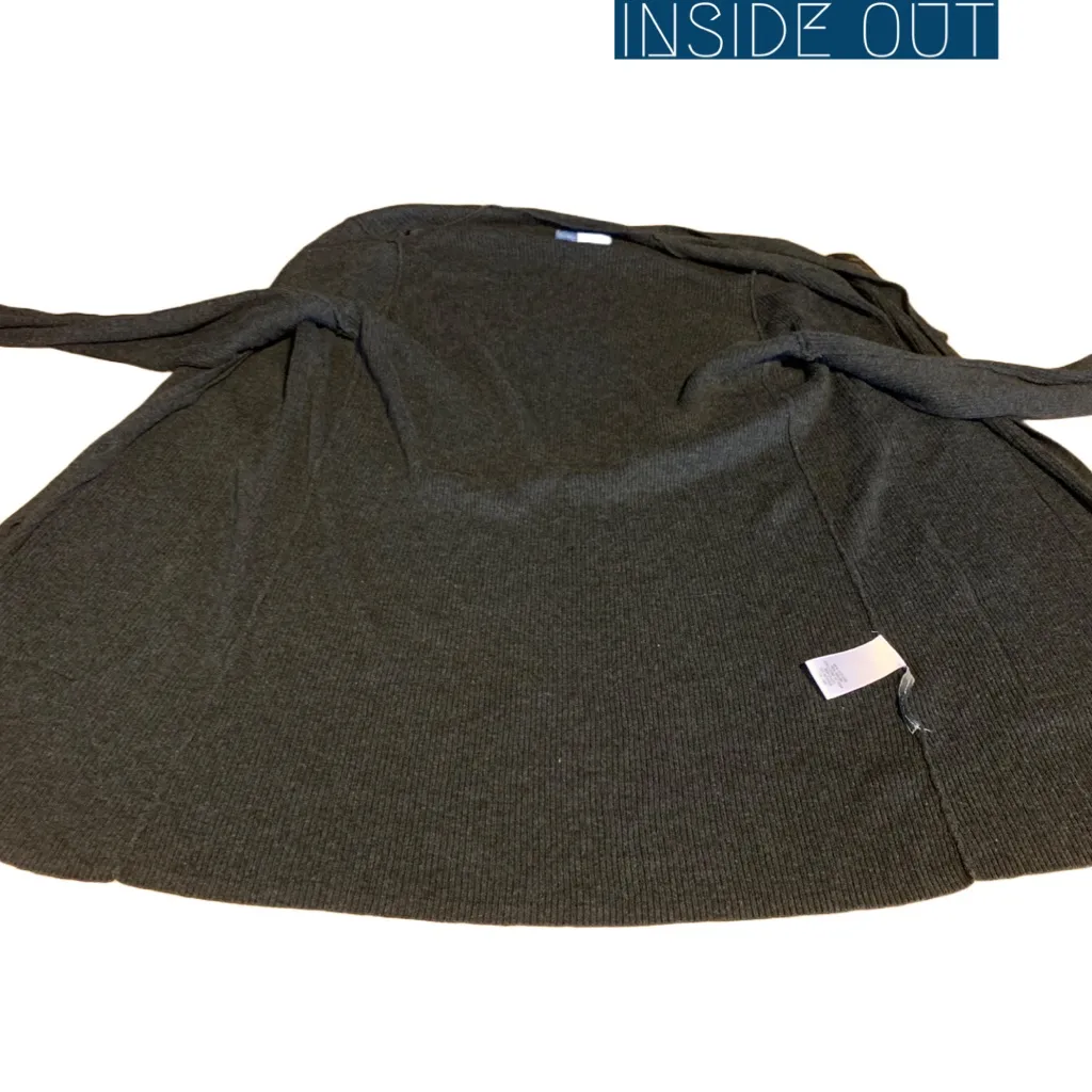 SIMPLY VERA VERA WANG GRAY RIBBED KNIT W/BLACK SEQUINS CARDIGAN SWEATER (XS) - Image 8