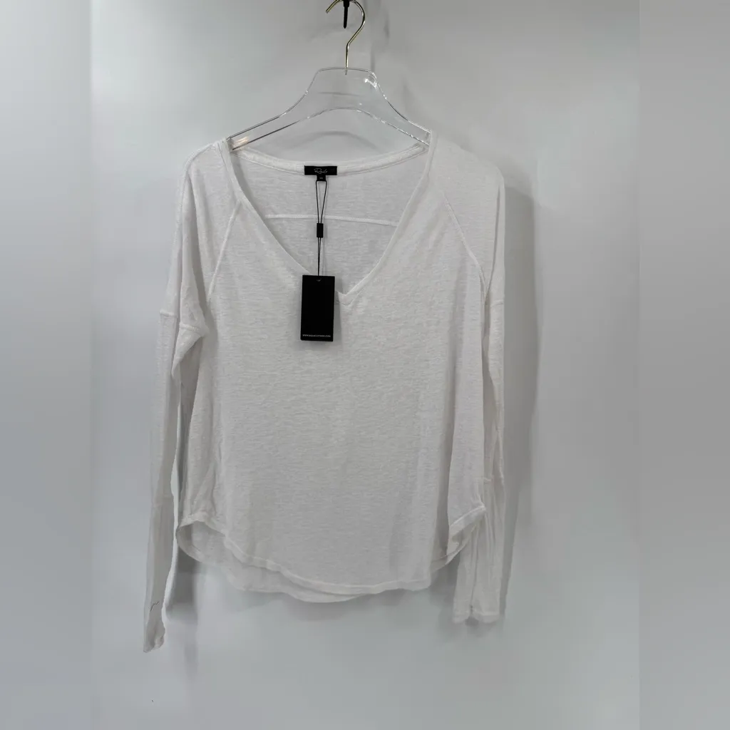 Rails White Aden Linen Blend Sheer Lightweight Long Sleeve Top NWT size xs - Image 3