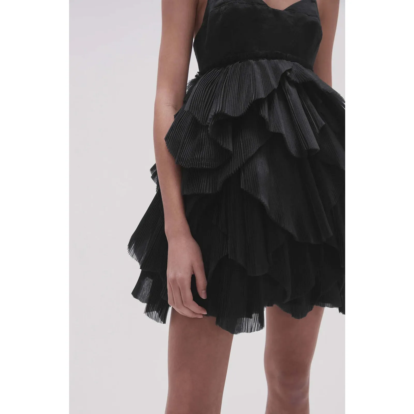 AJE. black ELSIE PLEAT MINI COCKTAIL PARTY DRESS size 8 - Image 3