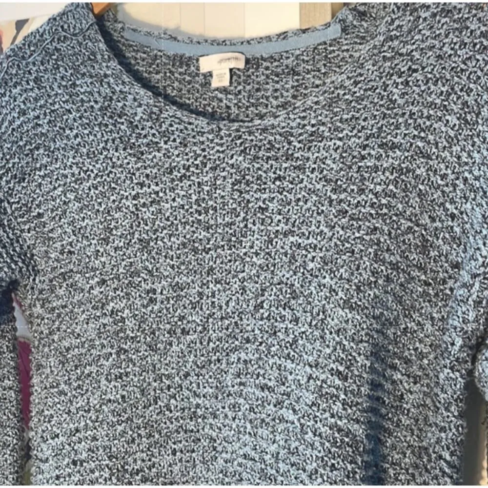 J. Jill Pure Jill Blue Open Knit Sweater Beachy Ocean Coastal Seaside Nautical - Image 3