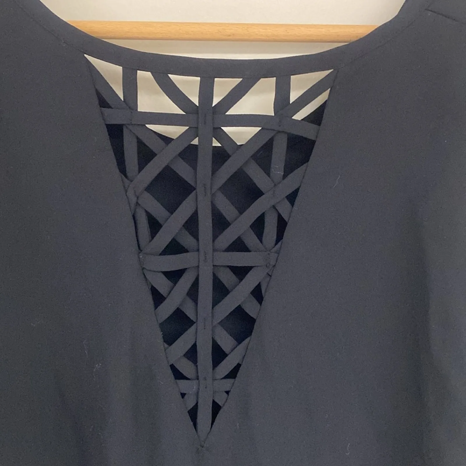 Black Sheer Cutout Back Short Sleeve Open Shoulder Top Size S - Image 5