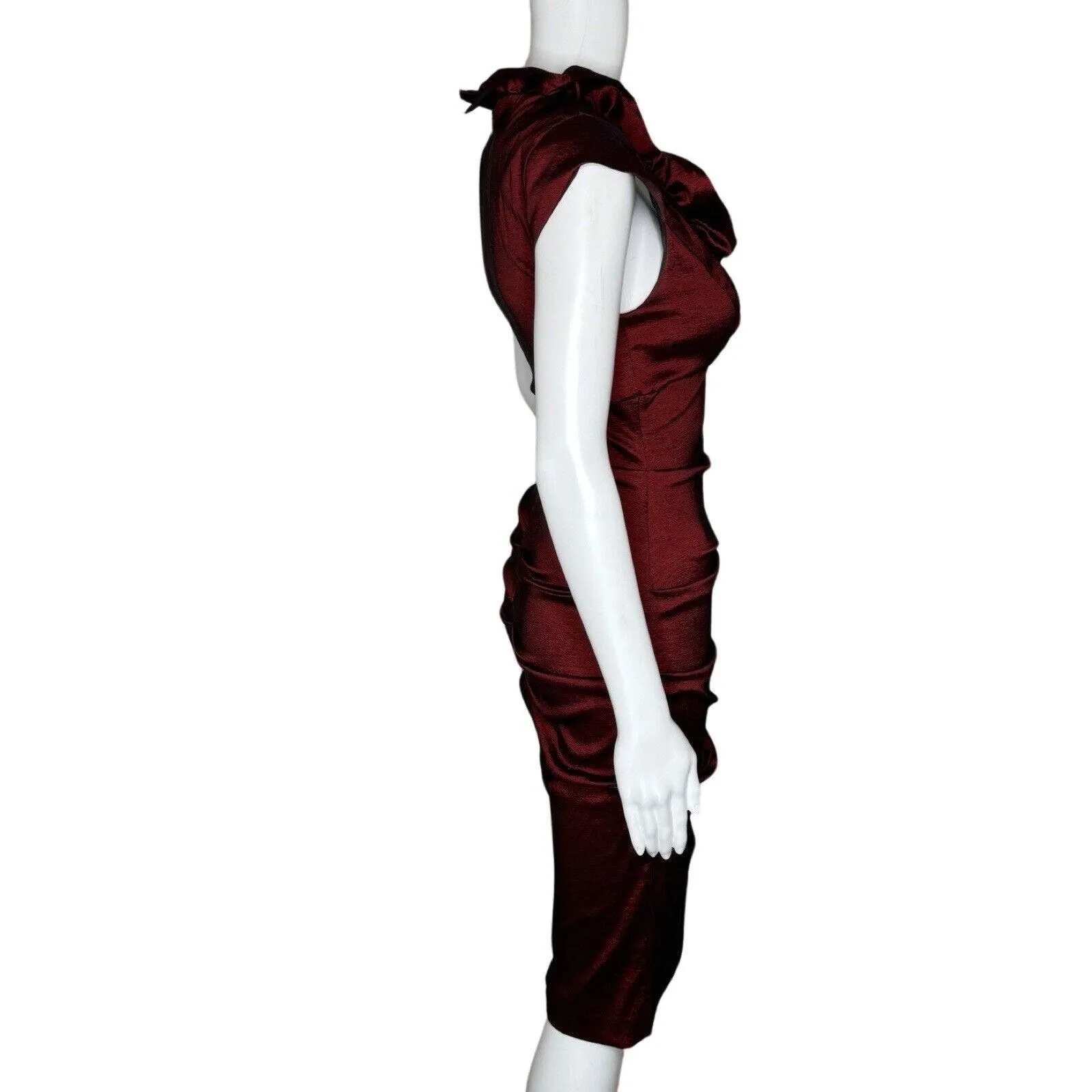 DJ Jaz Dress‎ Womens 4 Red Black Iridescent Ruched Bodycon Mini Elegant Romantic - Image 2