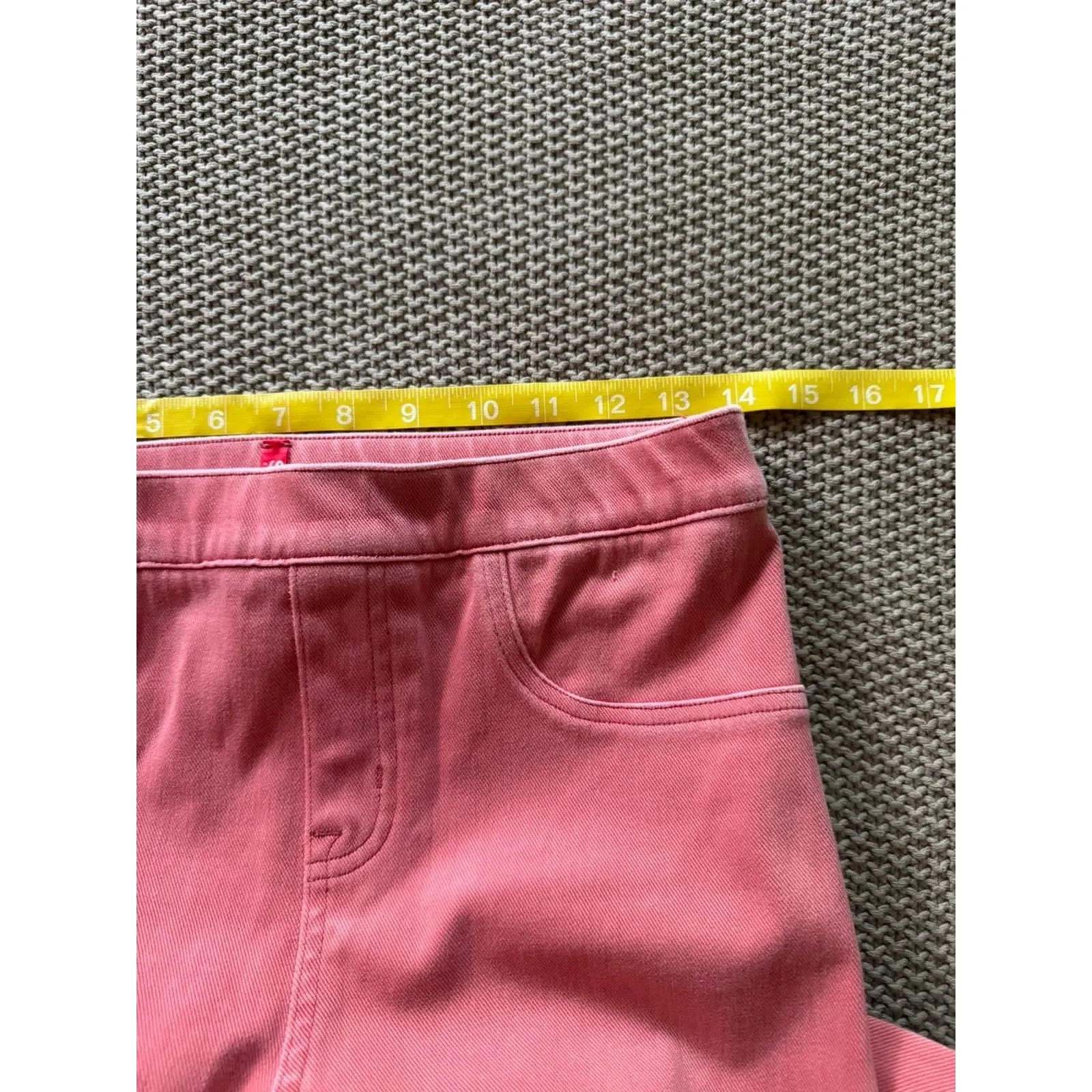 Spanx Women Pink Red Jean-ish Ankle Leggings Pull‎ On Stretch Size Medium - Image 7
