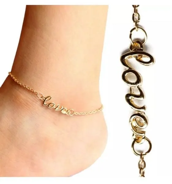 Gold Love Letter Anklet - Image 4