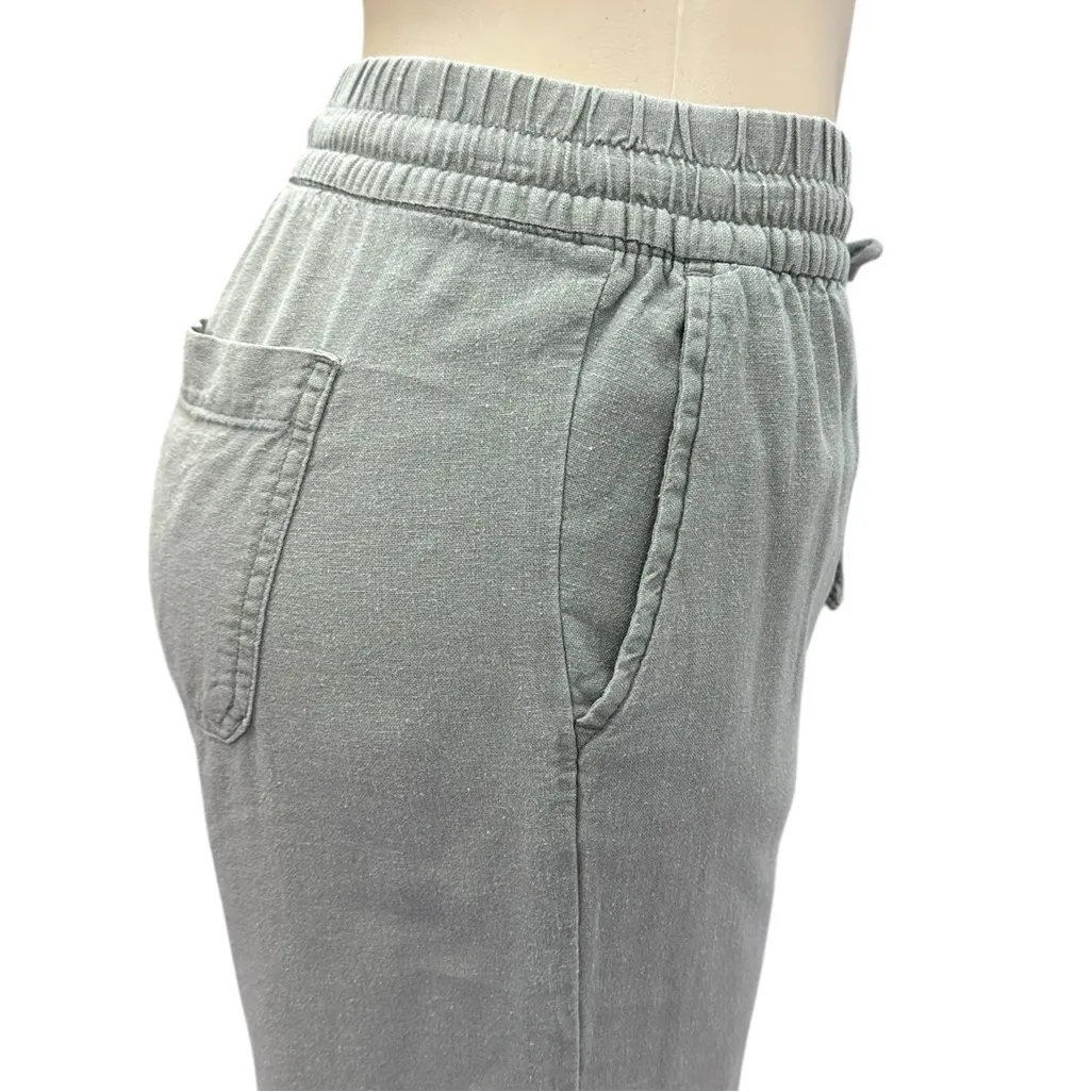 Old Navy Gray Linen Blend Wide Leg Pants Drawstring Waist Casual Crop Petite S - Image 7