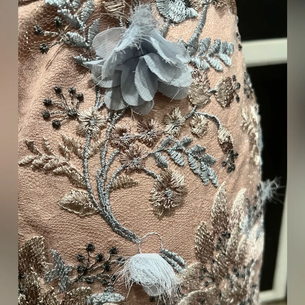 Dress the Population Lena Pink Floral Lace Embellished Illusion Dress Size XS - Image 9