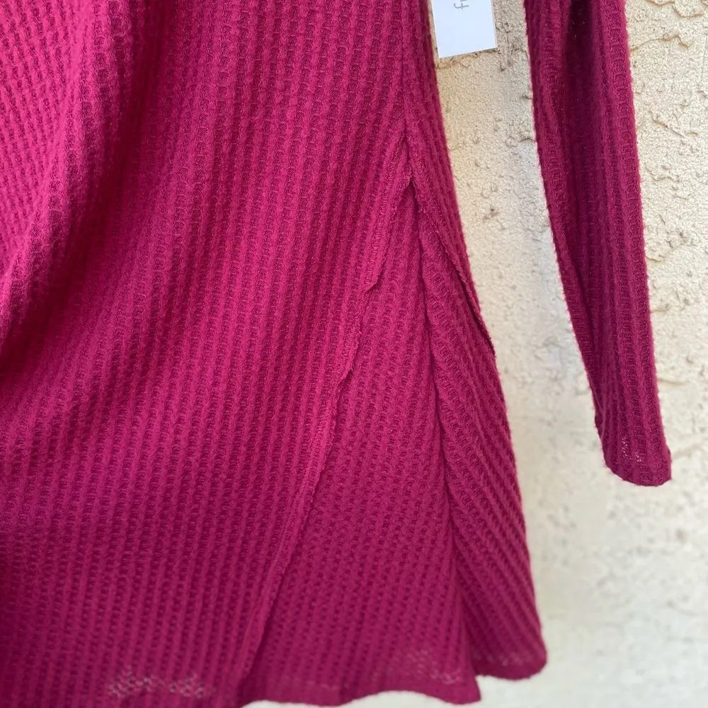 NWT Francesca’s Maroon Purple Red Waffle knit boho long sleeve knee length dress - Image 8