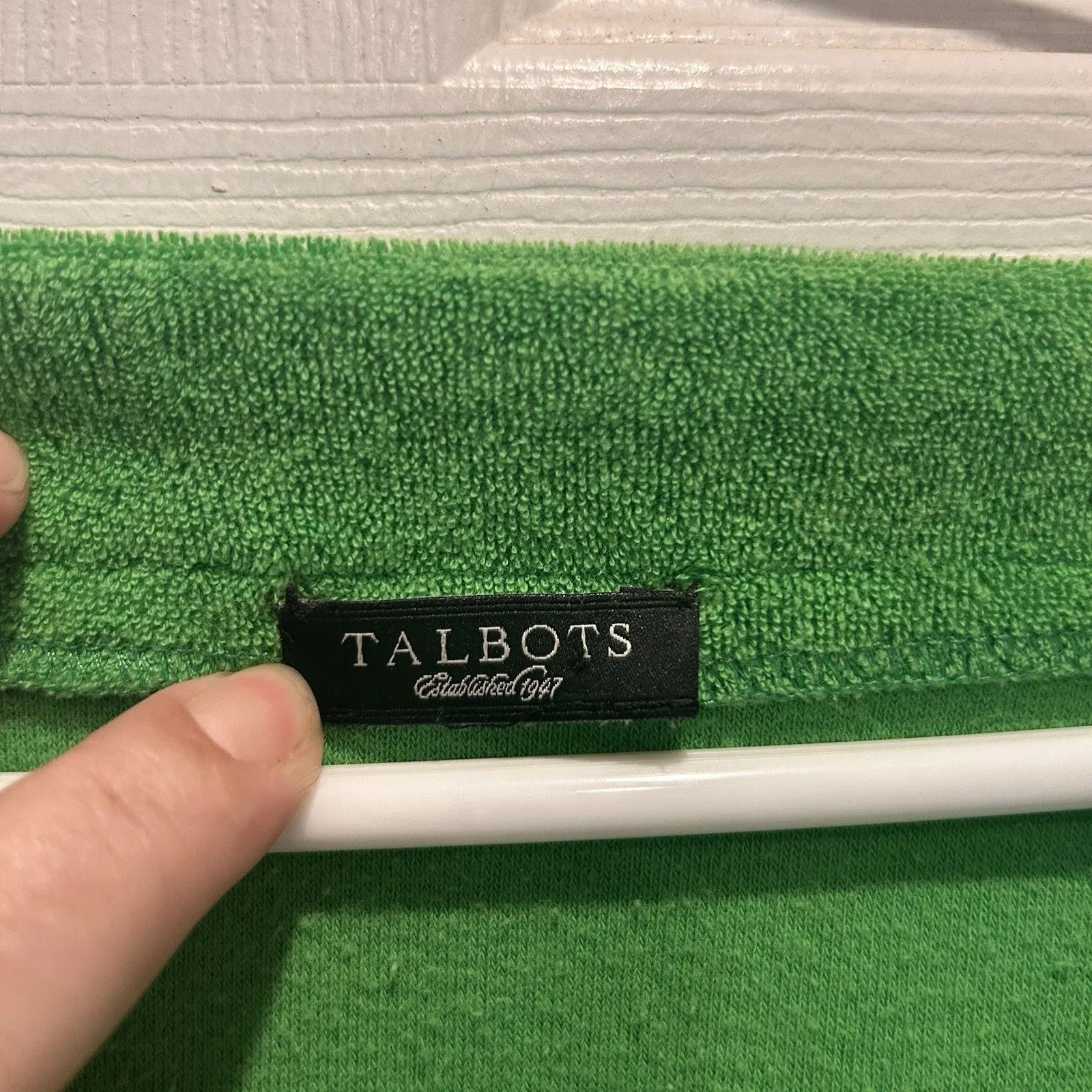 Talbots Green Split‎ V-Neck French Terry Long Sleeve Coverup Tunic Womens Large - Image 2