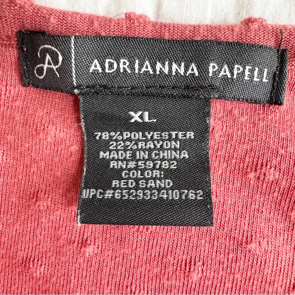 Adrianna Papell Red Sand Swiss Dot Tunic Loose Short Sleeve Round Neck Size XL - Image 6