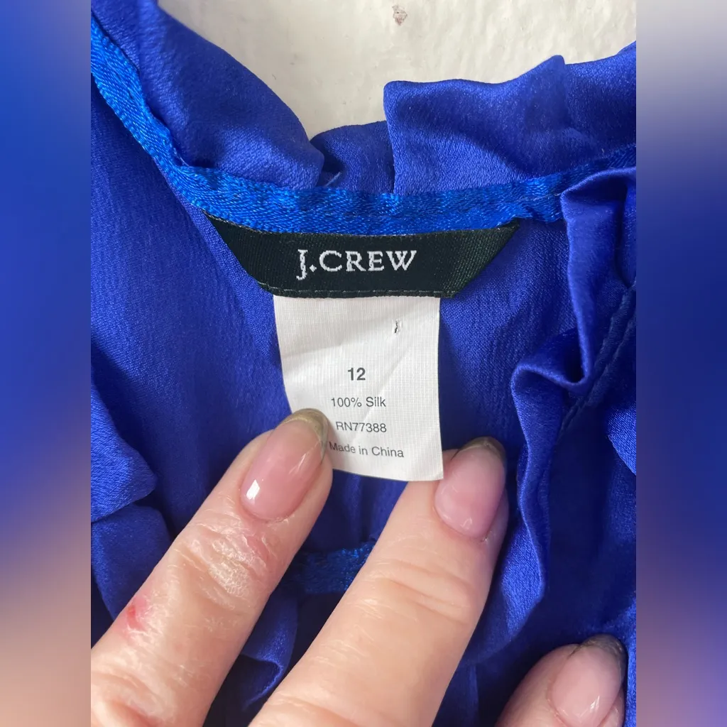 J. Crew Women's Lightweight Cami Sleeveless Top Royal Blue Zipper 100% Silk 12 - Image 5