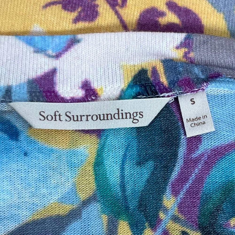 Soft Surroundings Delphina Floral Yellow Floral Knit Tunic Sweater Small - Image 6