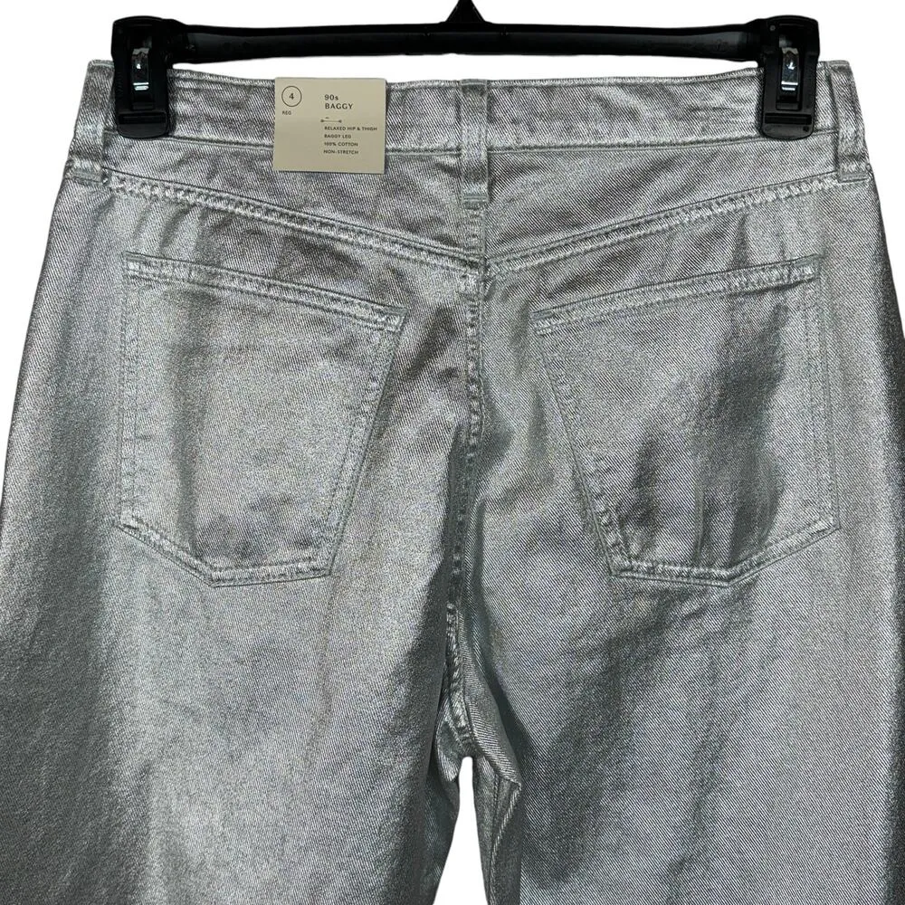 Universal Thread SZ 4R 90's Baggy Jeans Shiny Silver Hi-Rise 100% Cotton New - Image 5