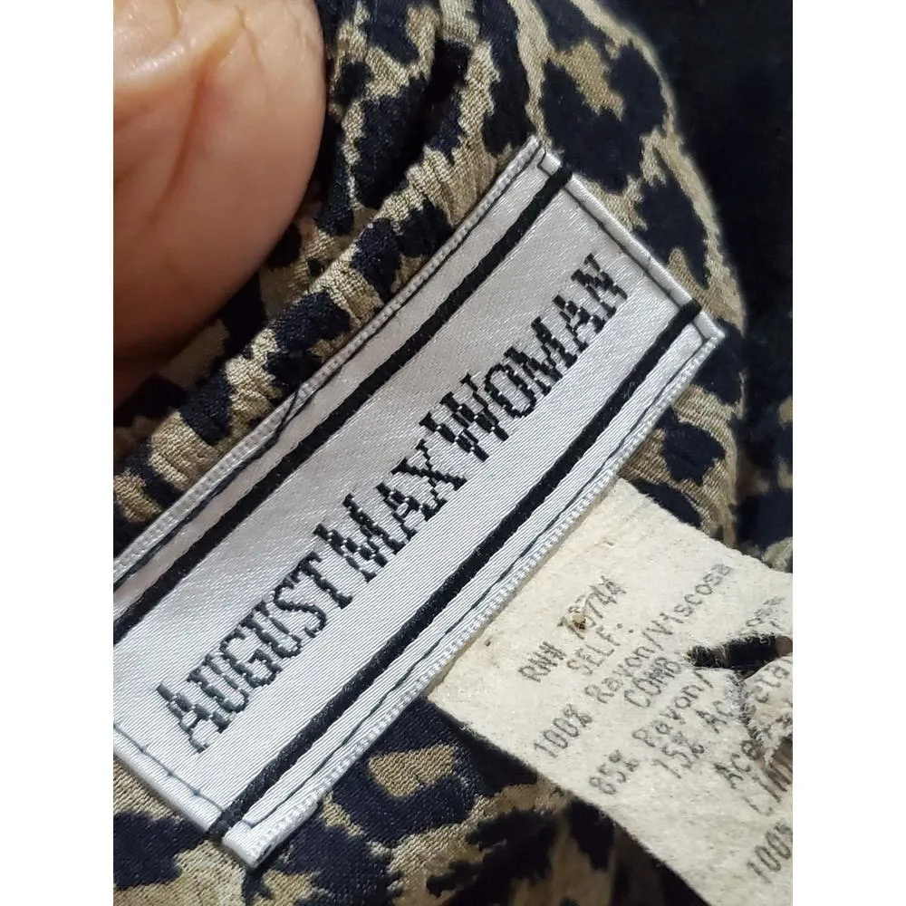 Vintage August Max Animal Print Rayon Half Sleeve Knee Length Dress Size 18 Black - Image 8