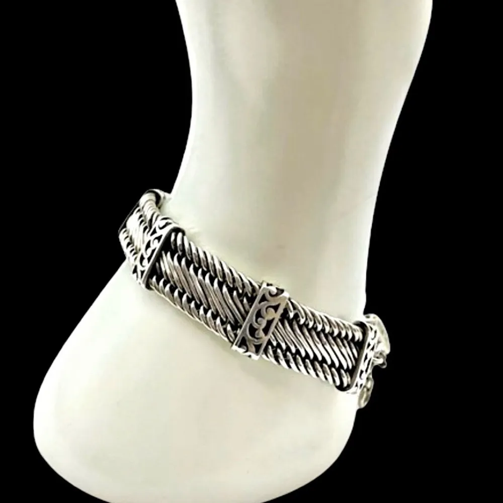 Woven Figure Eight Sterling Silver Cut Out Bracelet With Stations - Image 4