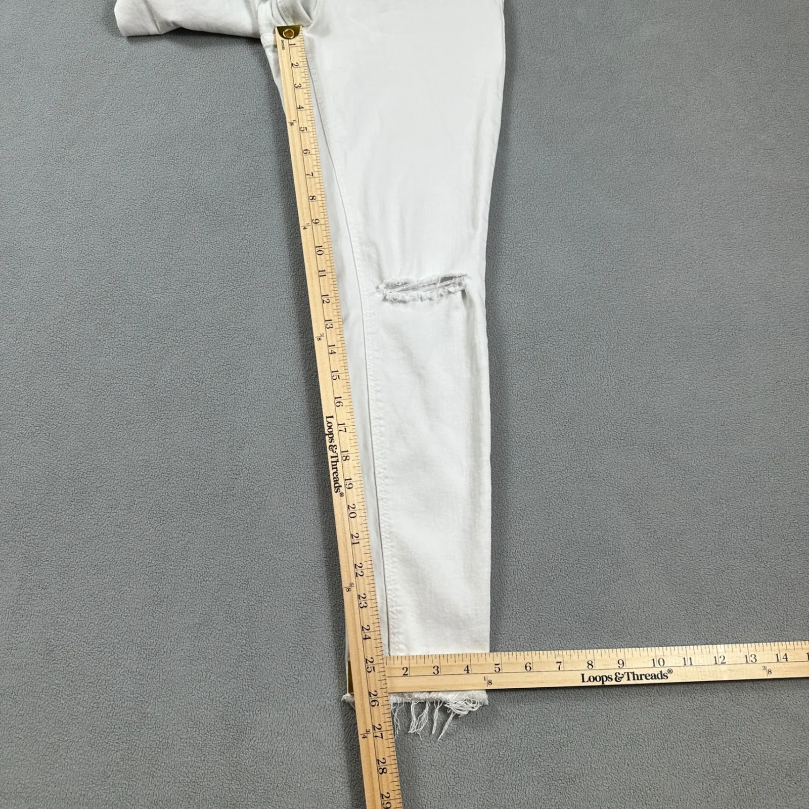 Old Navy Jeans Women White Rockstar Super Skinny Ankle Ripped Distressed Raw Hem - Image 4