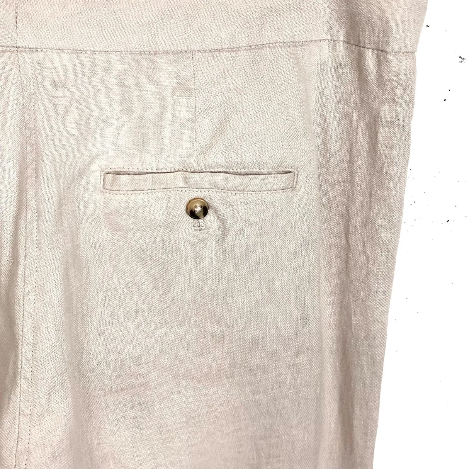 Saint Tropez West Womens Linen Pants Drawstring Waist Fixed Cuffs Tan Size 8 - Image 7