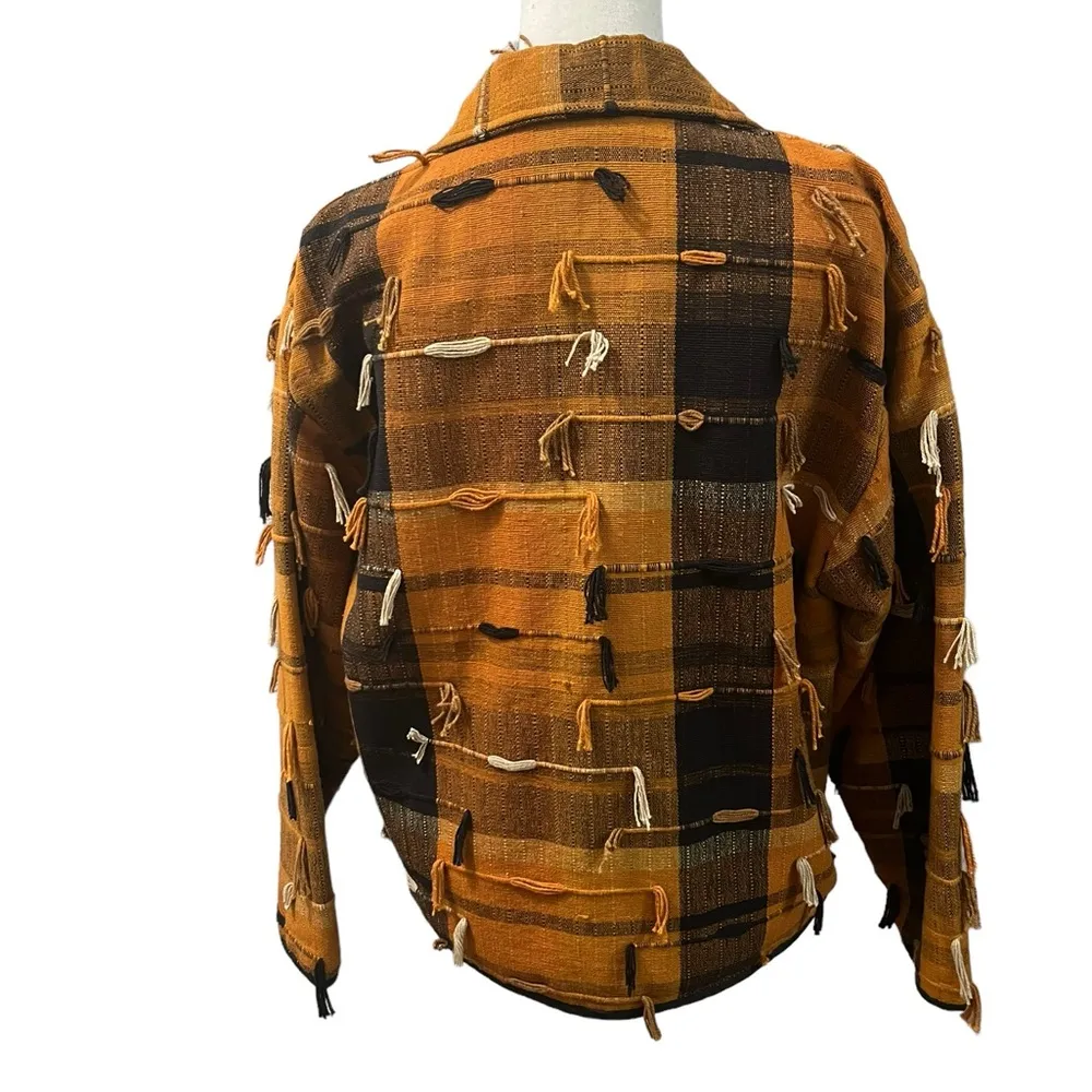 New Directions Rustic Shabby Chic Southwestern Cowgirl Patchwork Jacket Top Sz S Orange - Image 5