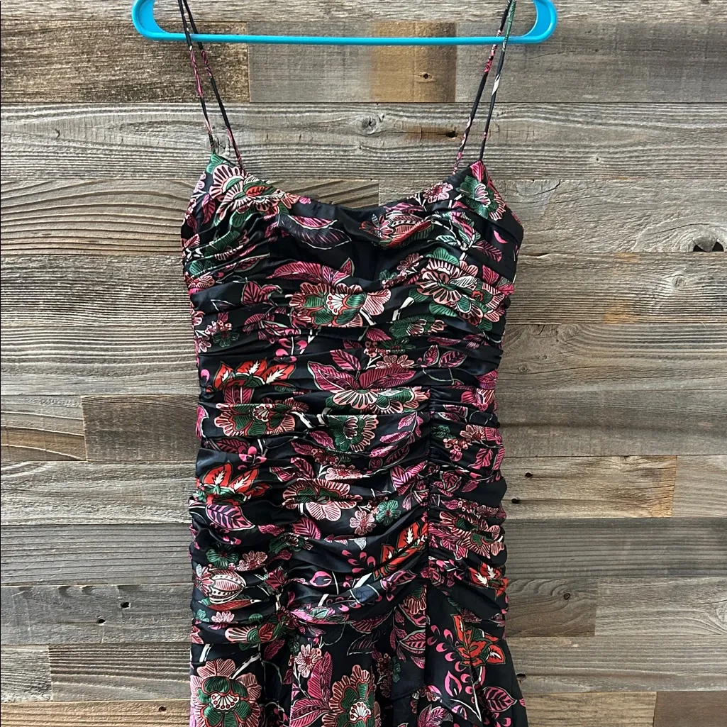 Hutch Tisha Black Floral Tiered Ruched Maxi Dress Size 2 NWT - Image 3