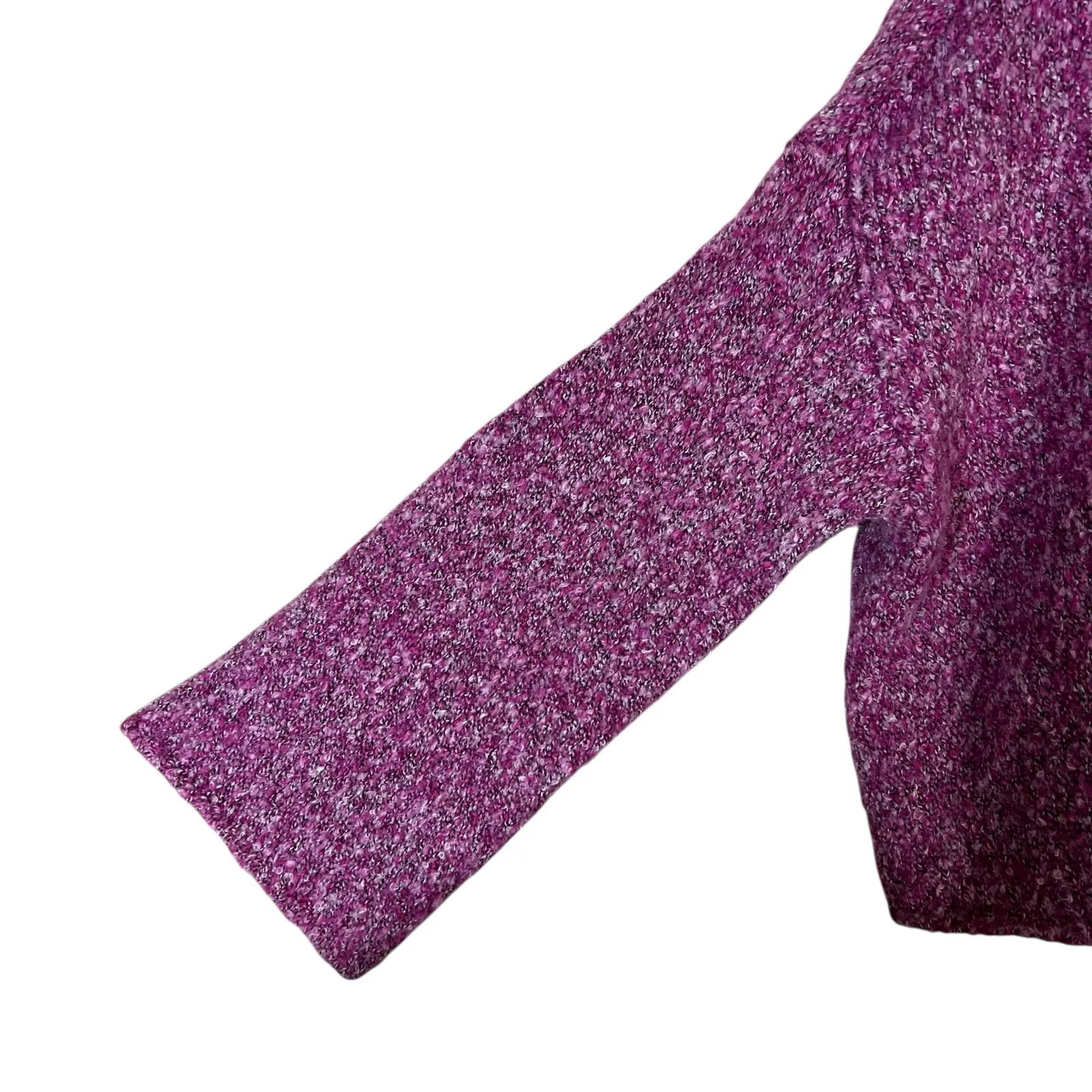 Sincerely Jules Boucle Knit Sweater Womens M Purple Cowl Neck Cropped Cozy - Image 4