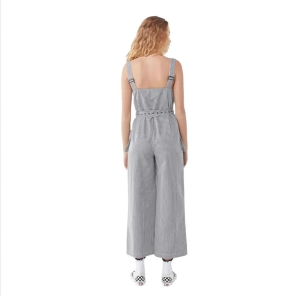 Urban outfitters Miranda Striped Belted Jumpsuit black and white pin stripe crop - Image 6