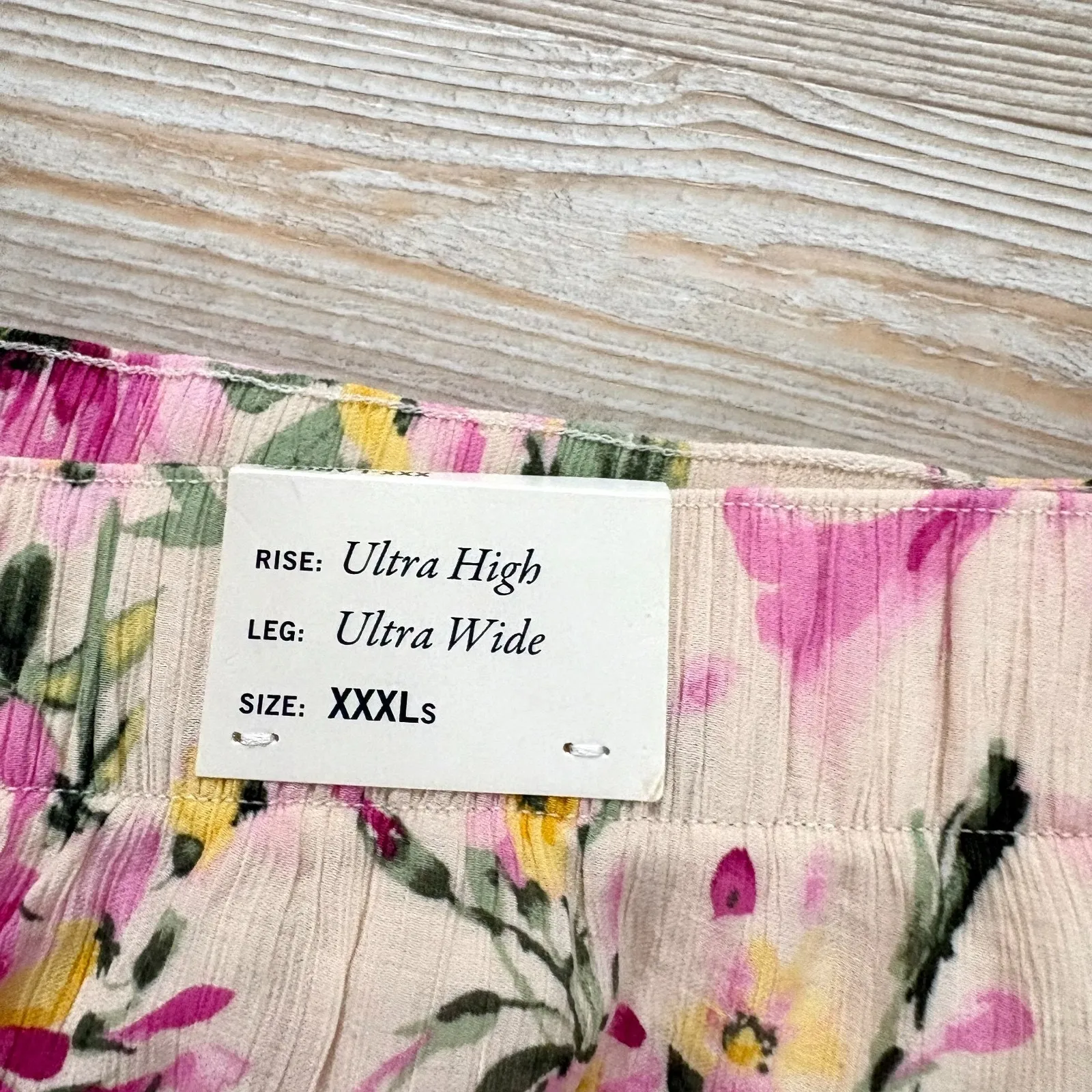 New Abercrombie Crinkle Cropped‎ Floral Pull On Wide Leg Pant | Size XXXL Short - Image 3