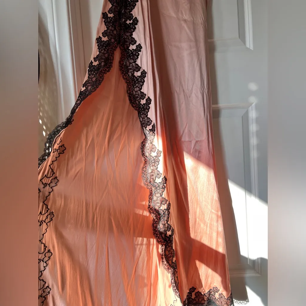 Agent Provocateur Amelia Pink Silk Long Slip Nightgown with Lace Design size 4 - Image 10