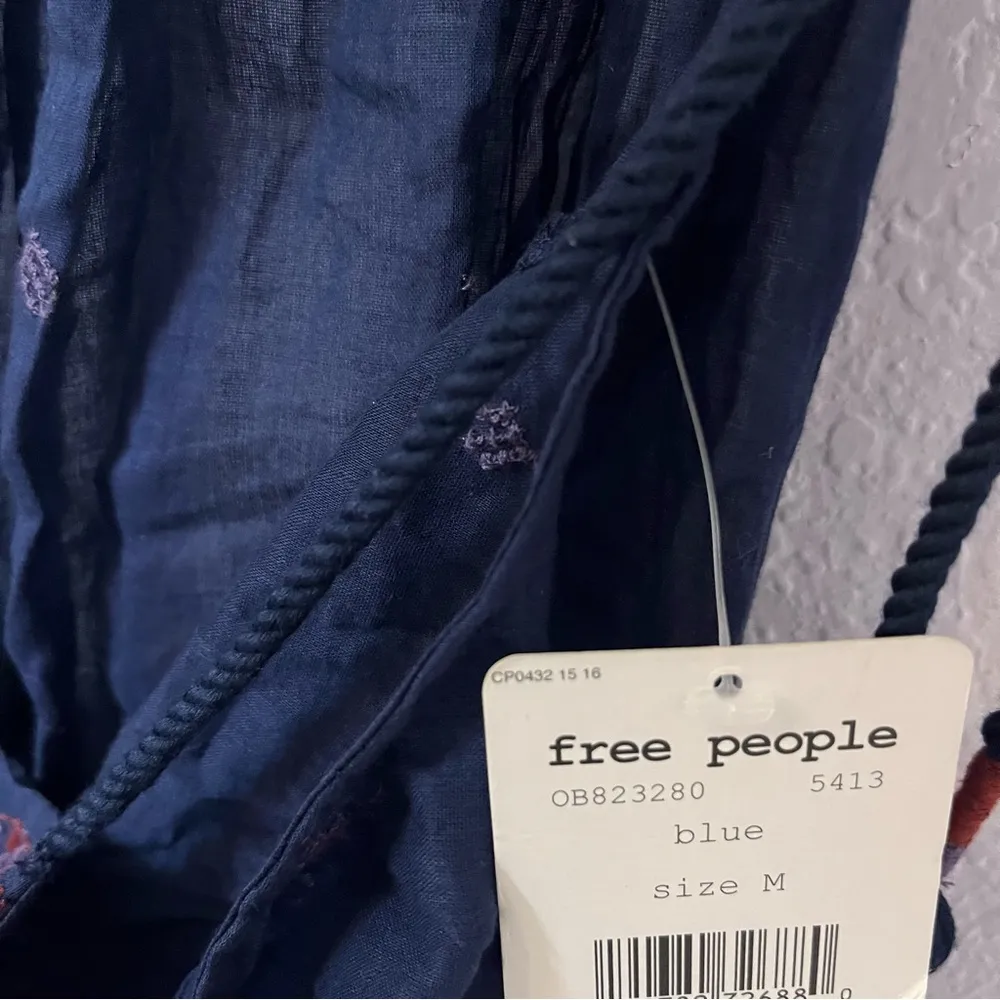 FREE PEOPLE Navy Blue Eternal Love Embroidered Tassel Tank Size Medium NEW! - Image 11