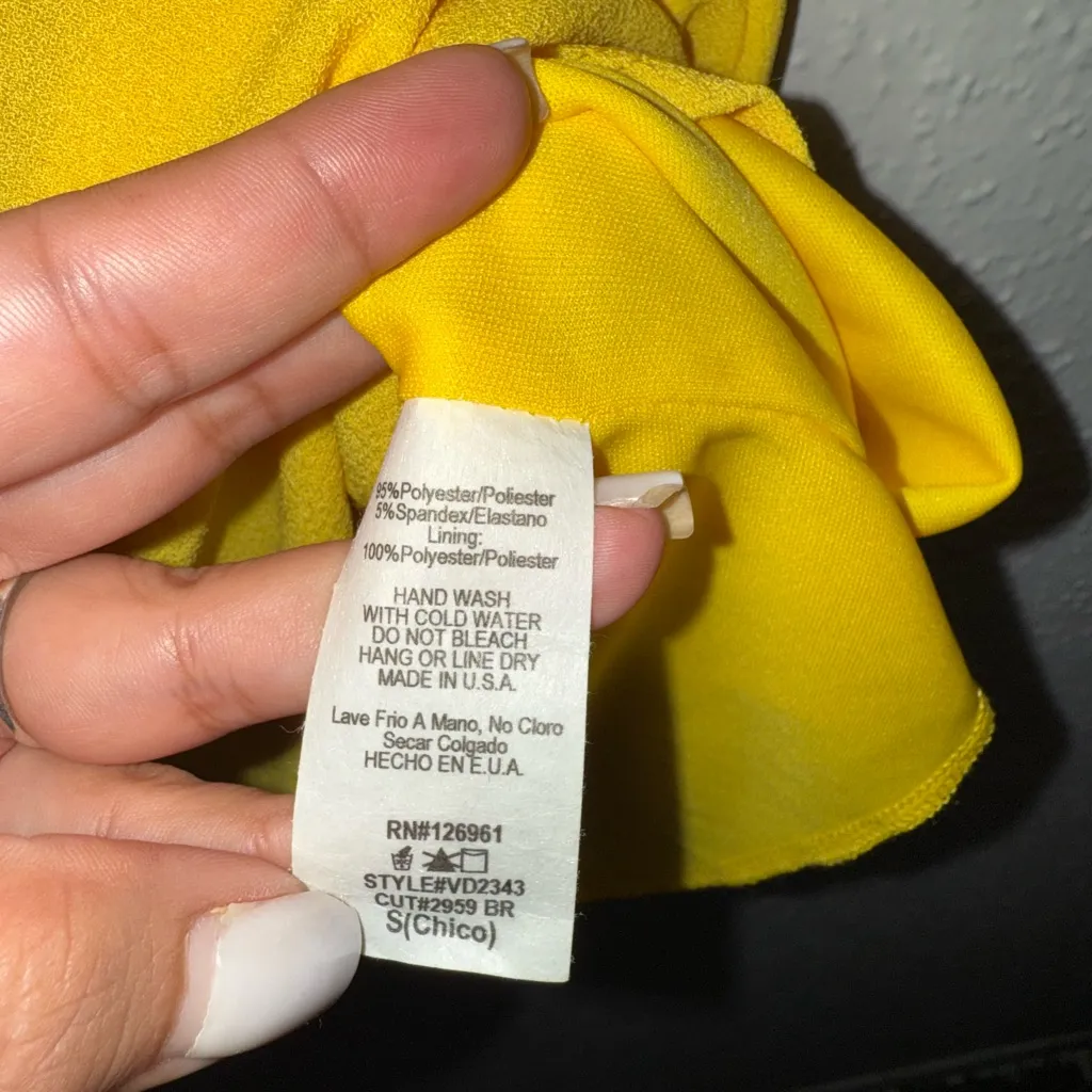 Love Culture Vibrant Yellow Mini Dress Size S - Image 5