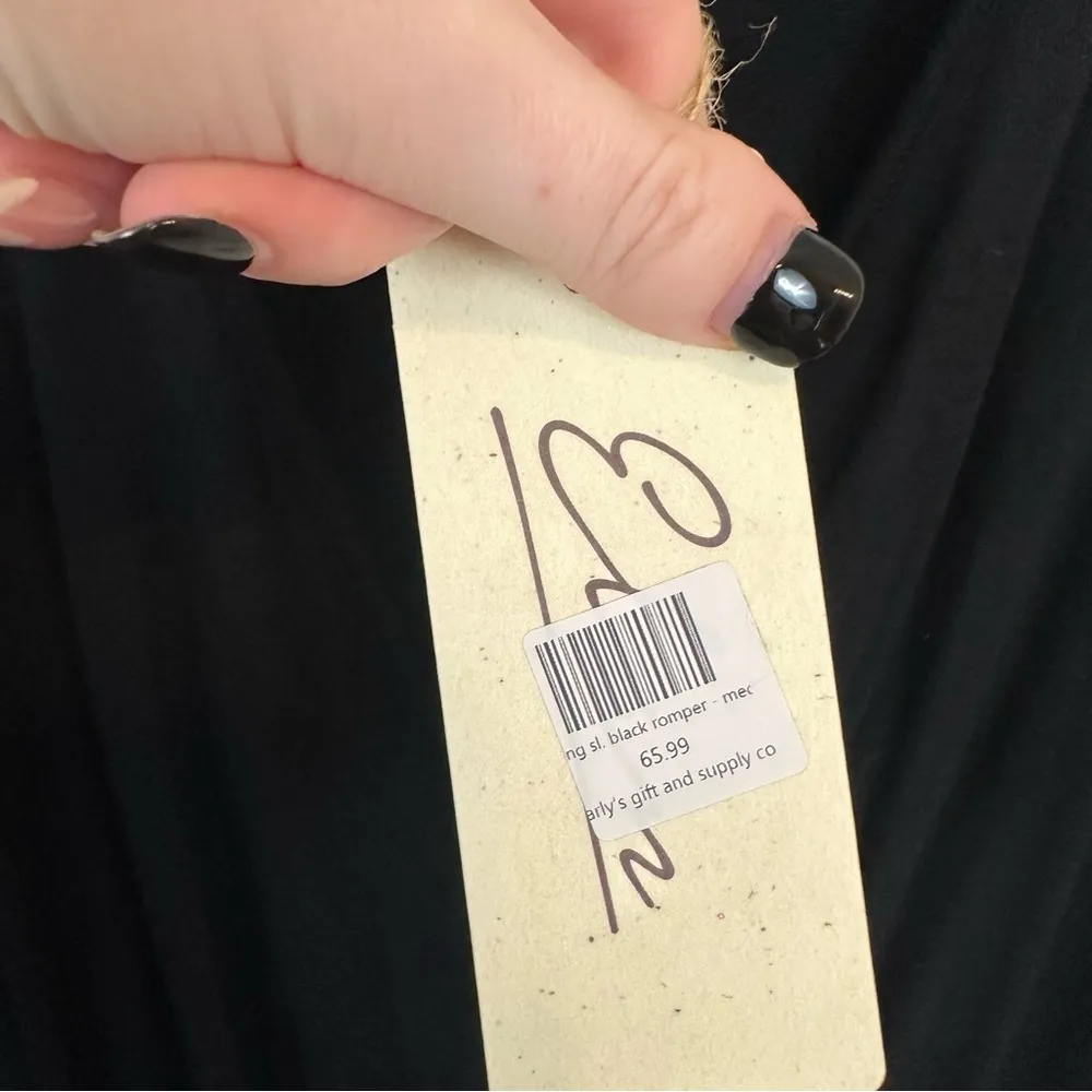 Elan | Black Long Sleeve Cross Over Bodice Soft Romper Size Medium NWT - Image 5