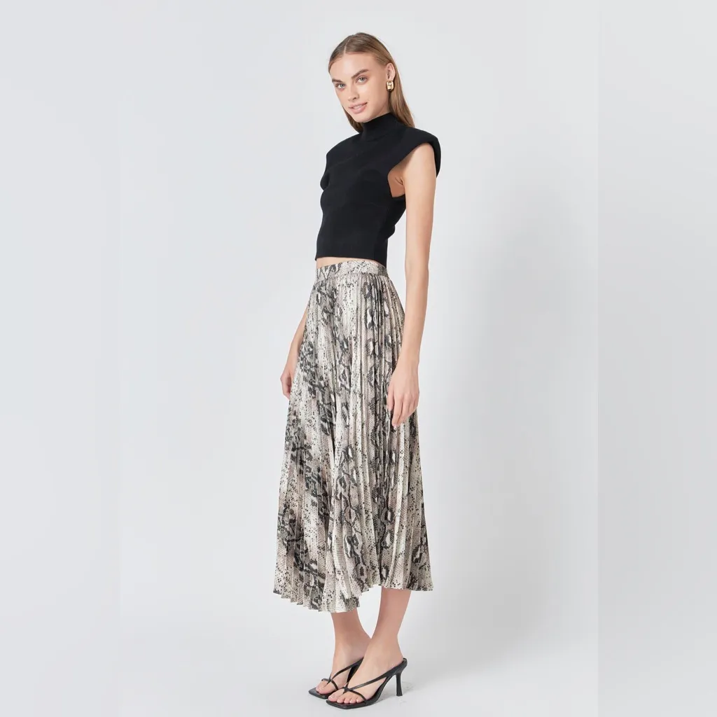 Endless rose SNAKESKIN PLEATED MIDI SKIRT - Image 5