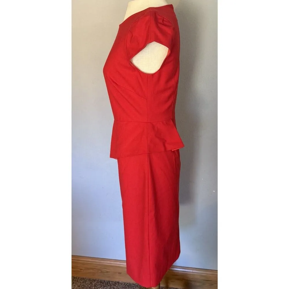 J.Crew Dress Crepe Cap Sleeve Size 2 Red Holiday Christmas Party Career Office - Image 6