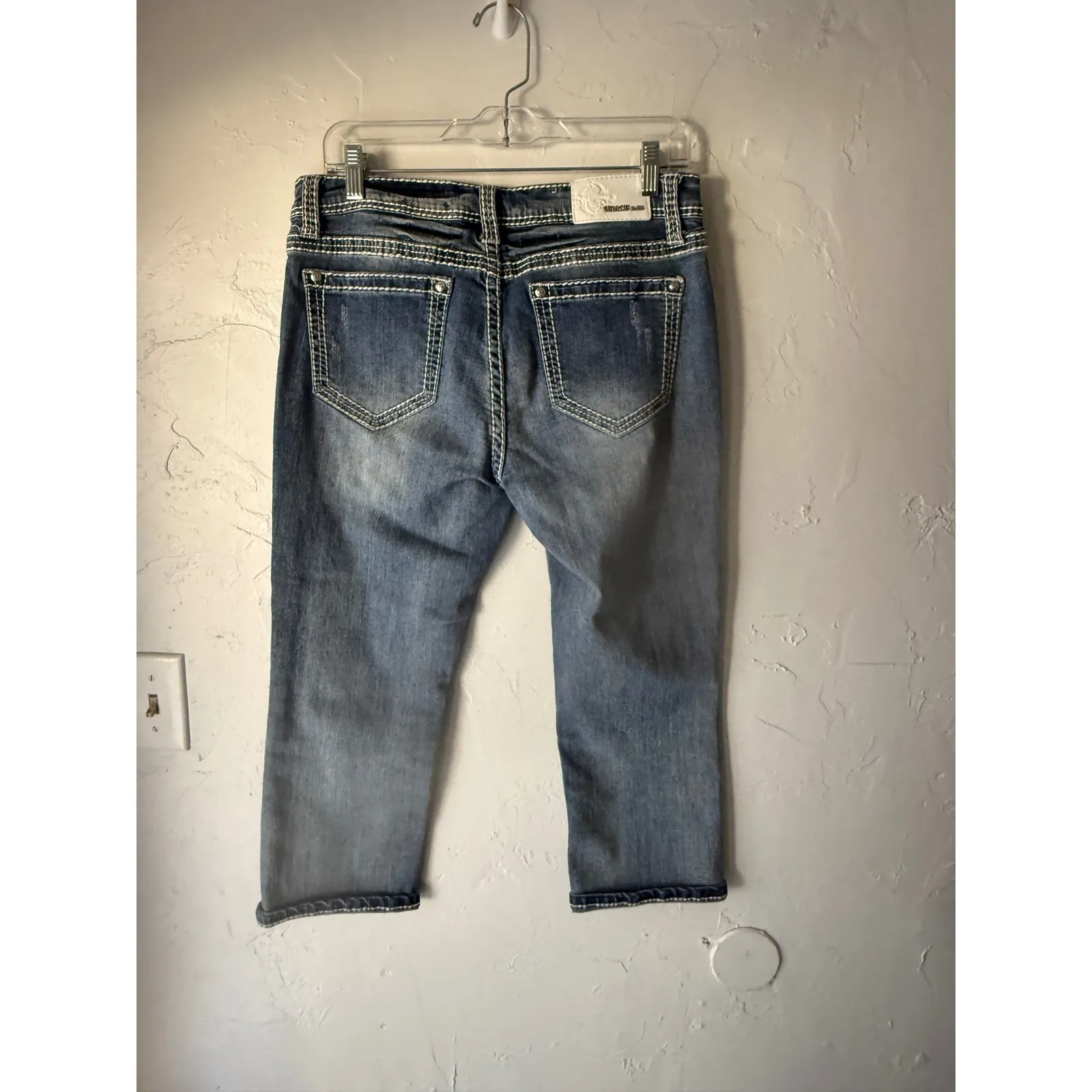 Grace Easy Fit Women's Blue Wash Denim Cropped Capri Jeans Size 30 Western - Image 4