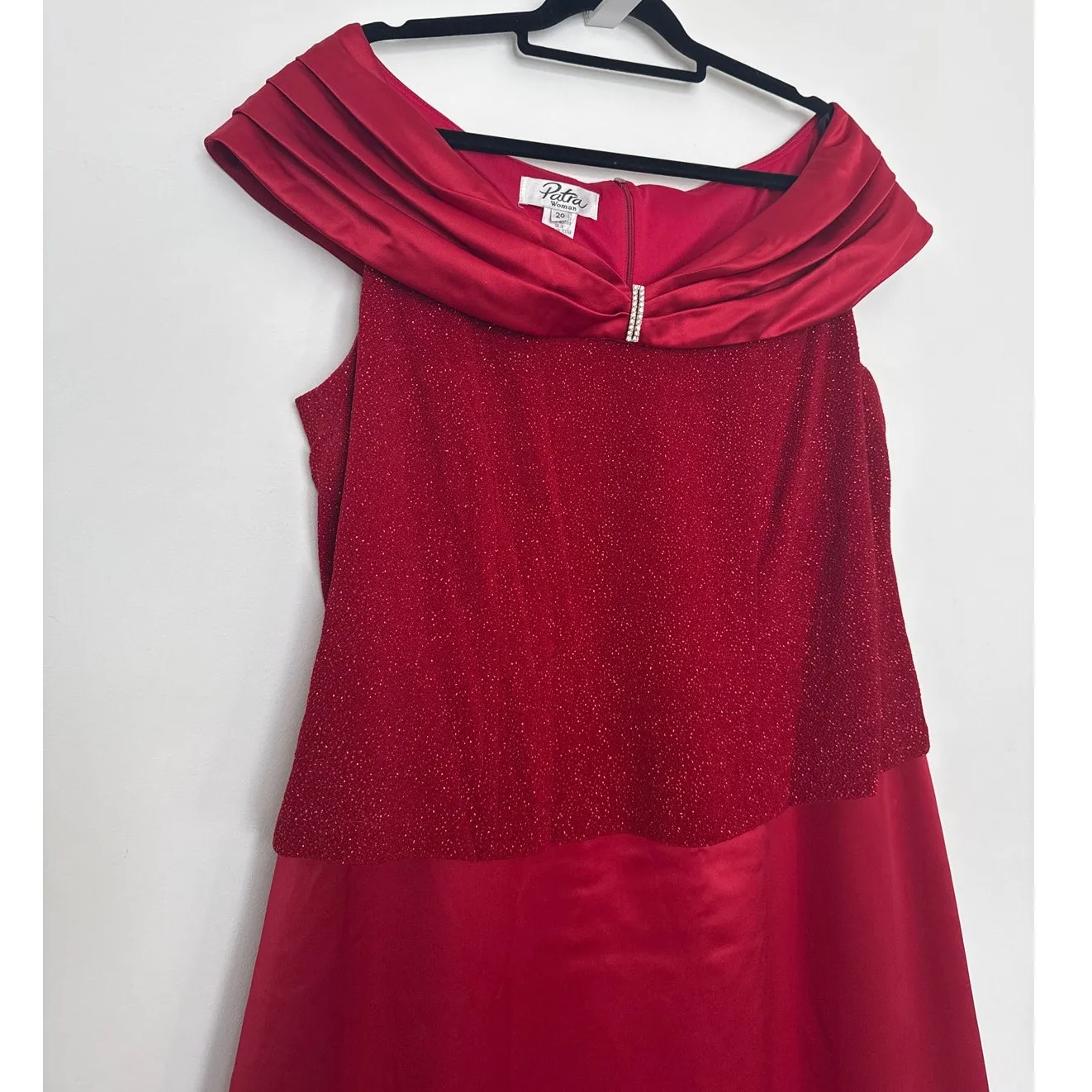 Vintage 1990s Patra Woman Burgundy Glitter Evening Dress size 20 Red - Image 6