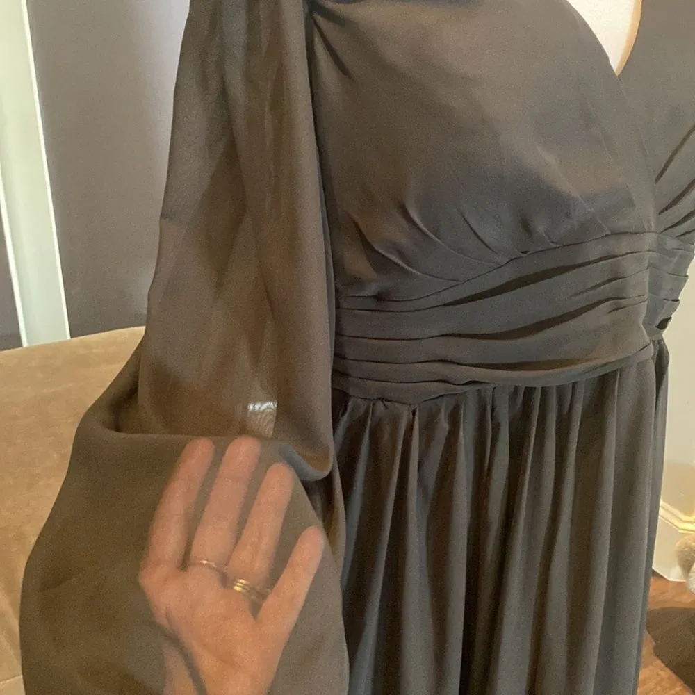 Women’s Black Full Length Chiffon V - Image 8